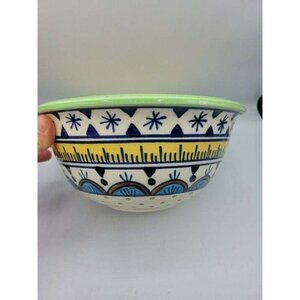 Stoneware Artisan Stoneware Hand Painted Strainer Colander Berry Bowl handles
